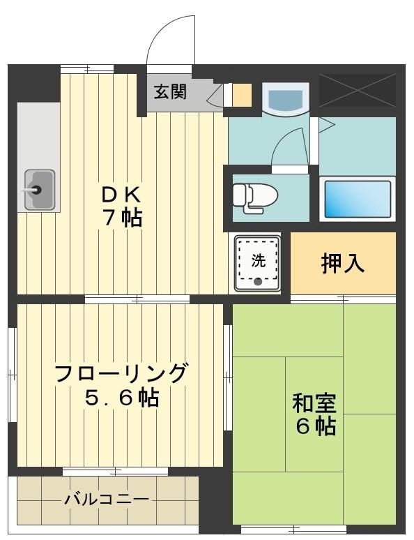 エーデルワイス(2DK/3階)の間取り写真