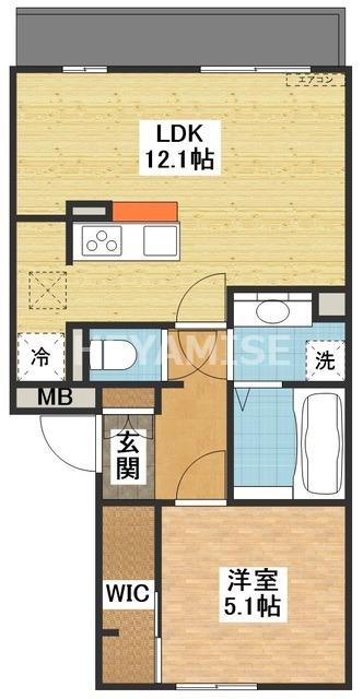 ドゥジエム(1LDK/1階)の間取り写真