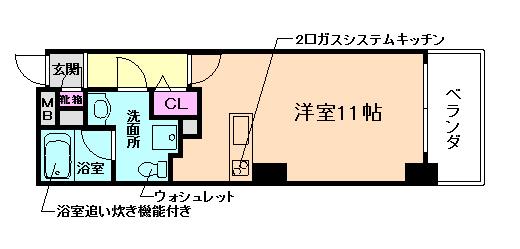 RITZ SQUARE GRAN QBE(ワンルーム/2階)の間取り写真