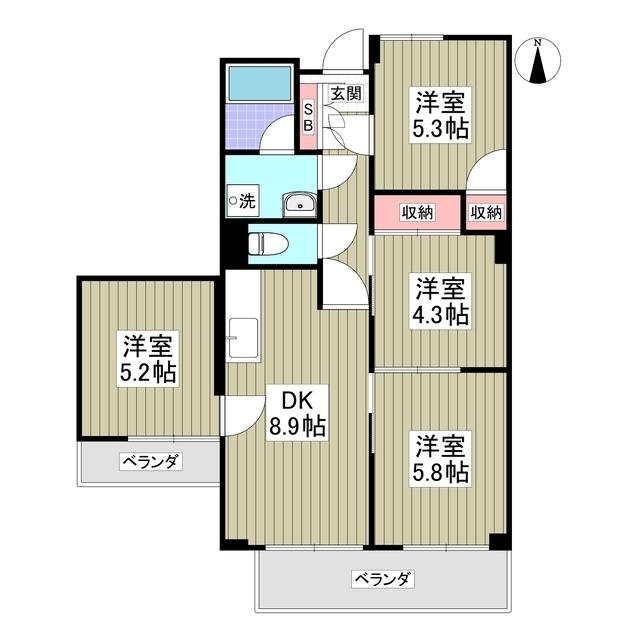 シャトレ海老沼(4DK/6階)の間取り写真