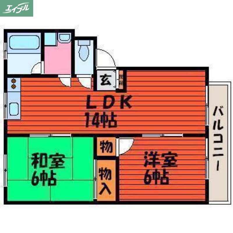 レジデンス下中野A棟(2LDK/2階)の間取り写真