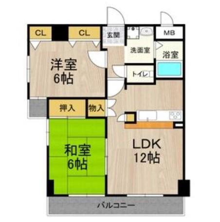 GATHERIA PACE(2LDK/2階)の間取り写真