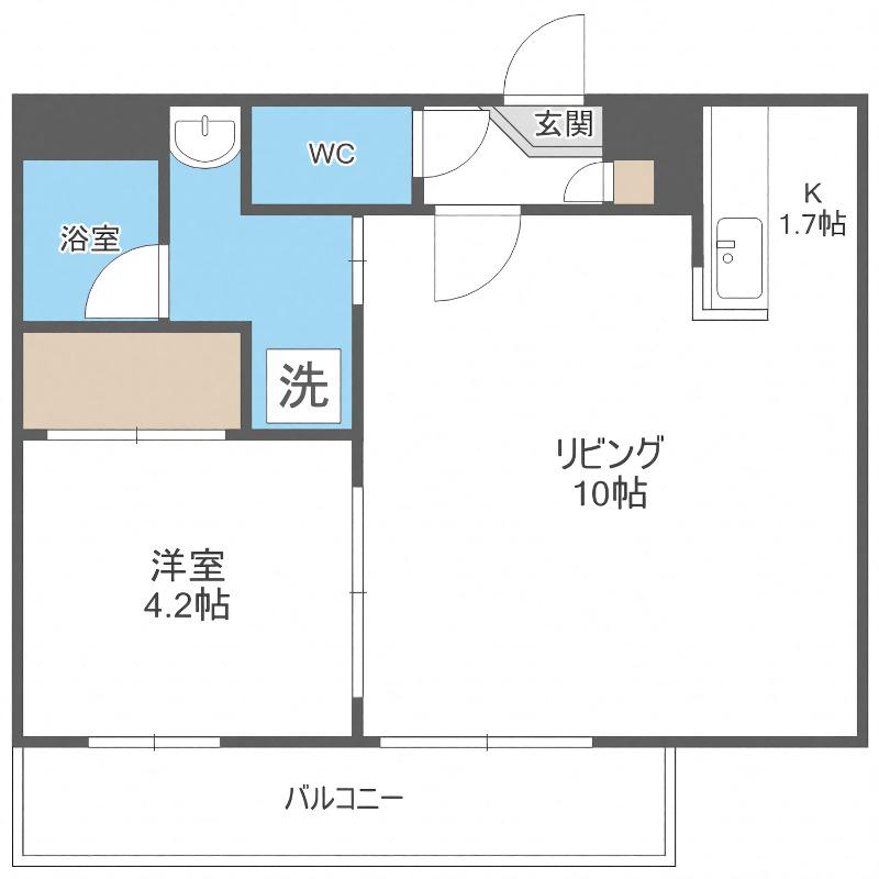 フィオーレ参番館(1LDK/2階)の間取り写真