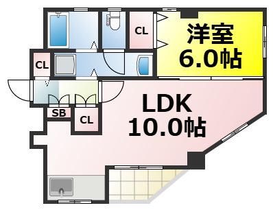 パルコート桜川(1LDK/5階)の間取り写真