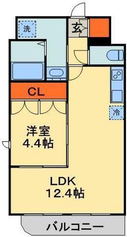 セザン新町(1LDK/8階)の間取り写真