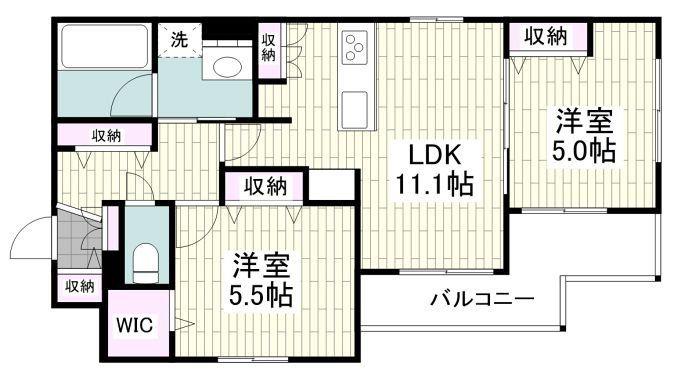 CITRUS RESIDENS 西棟(2LDK/3階)の間取り写真