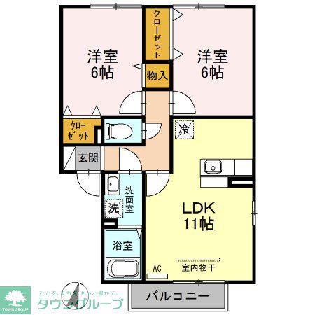 グレイスフル(2LDK/2階)の間取り写真