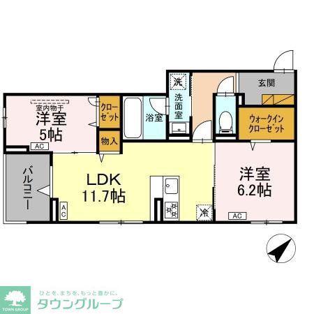 DーLOTUS(2LDK/2階)の間取り写真