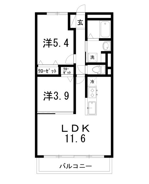 アステール・K(2LDK/3階)の間取り写真