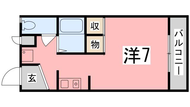 リバーハイツ(ワンルーム/2階)の間取り写真