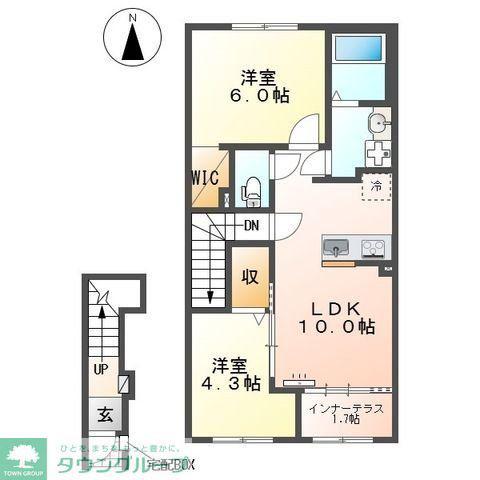 加須市久下スターテラスII(2LDK/2階)の間取り写真