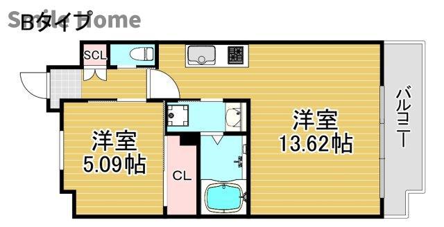 プレジオ帝塚山(1LDK/8階)の間取り写真