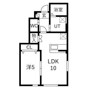 LOU LOU B(1LDK/1階)の間取り写真