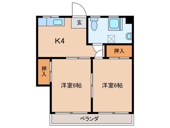 第2白井ビル(2K/3階)の間取り写真
