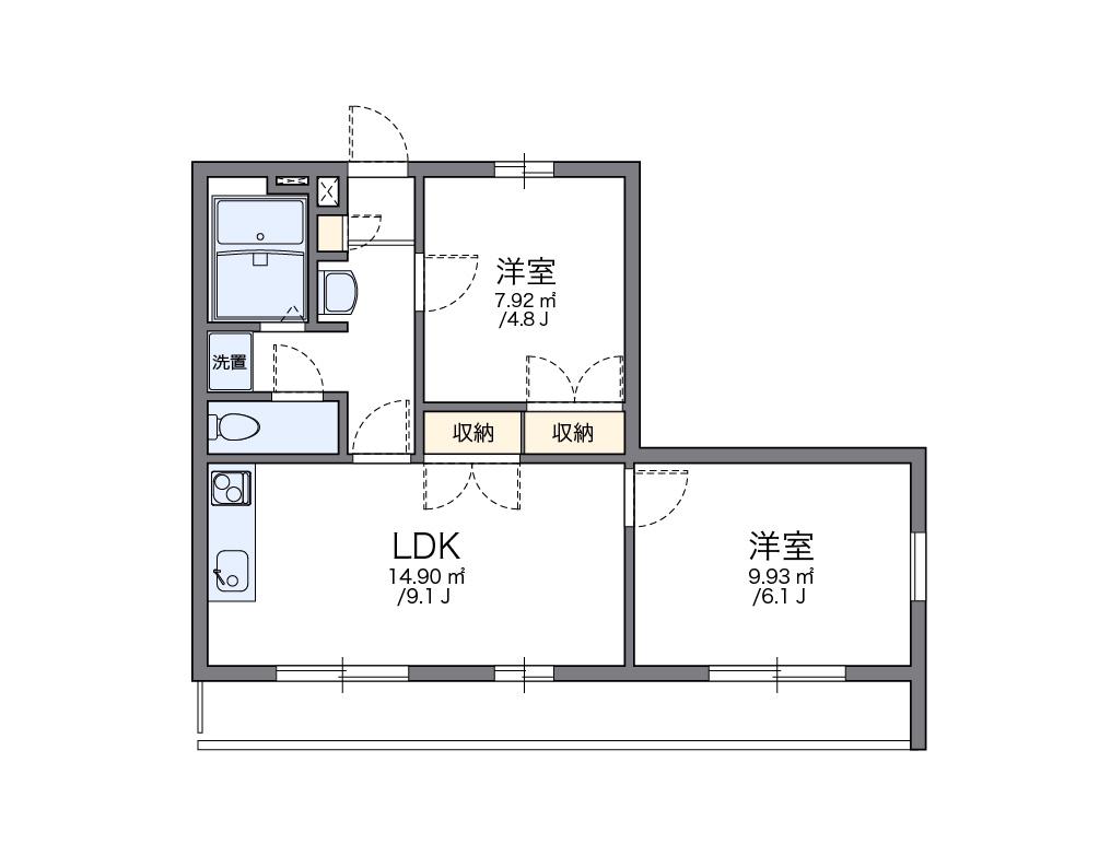 レオパレスしおかぜII(2LDK/2階)の間取り写真
