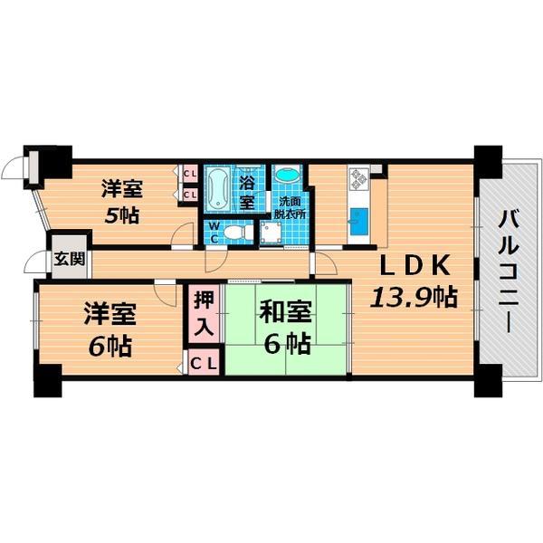 今福グリーンマンション(3LDK/1階)の間取り写真