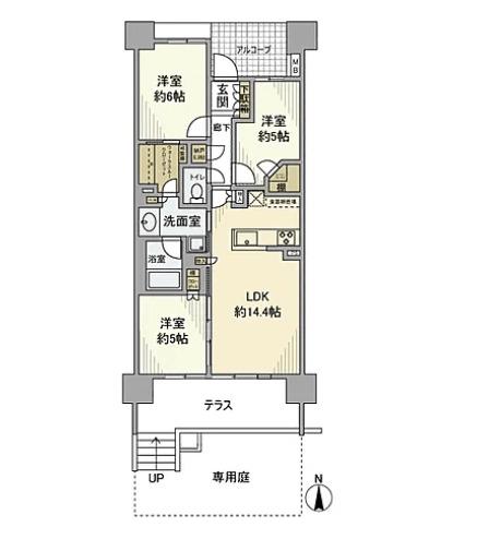 イーストゲートスクエア(3LDK/1階)の間取り写真
