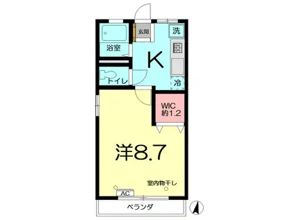 アイランドハイム(1K/1階)の間取り写真