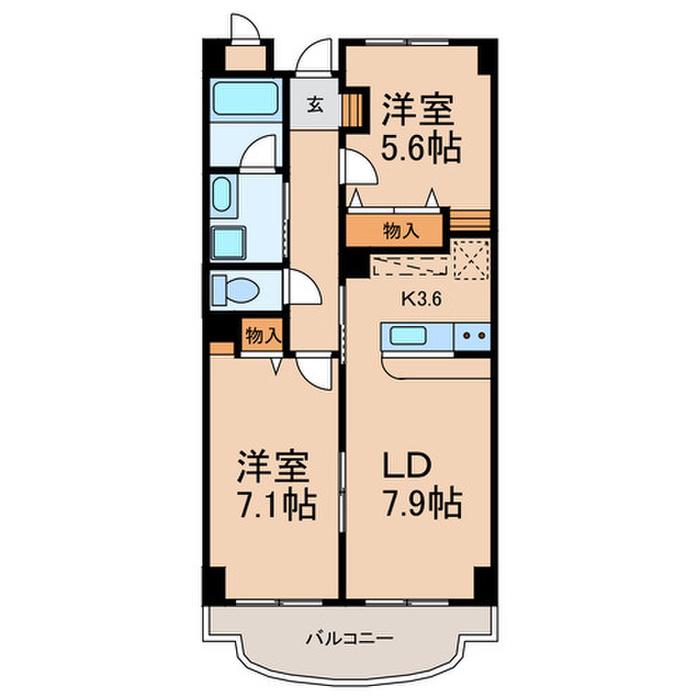 フォレストハサマ(2LDK/1階)の間取り写真