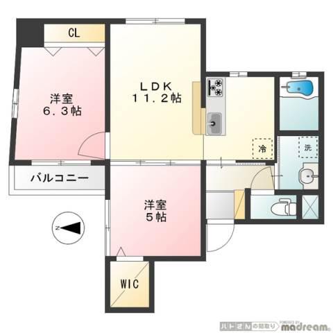 サウス・シャトー(2LDK/3階)の間取り写真