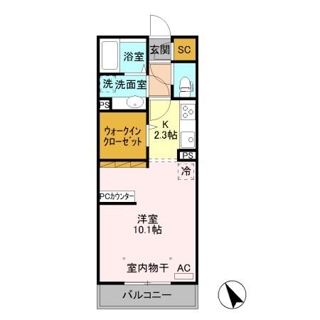 ヴェレーロ・クレッセント 住居(1K/3階)の間取り写真