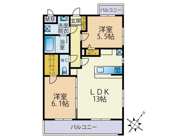 FHSビル5(2LDK/3階)の間取り写真