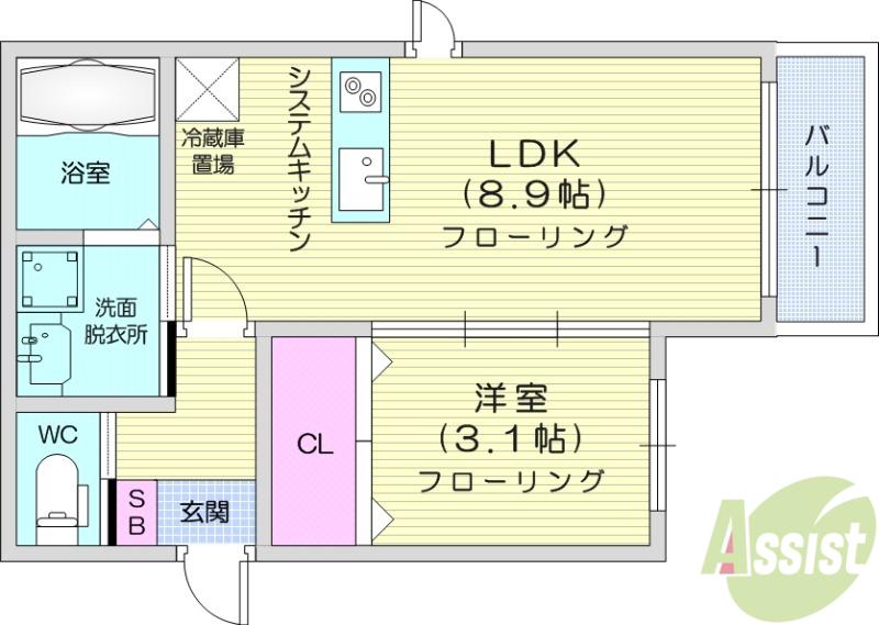 アルカンシエル0(1LDK/2階)の間取り写真