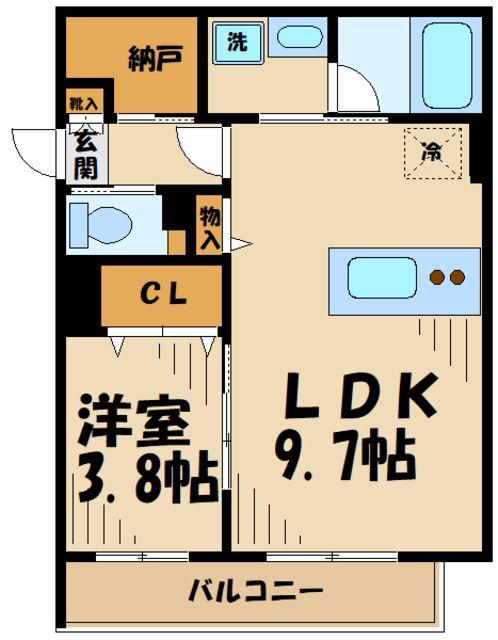 レミオ橋本(1LDK/1階)の間取り写真