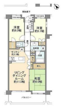 コスモ山手グレイスフォルム(3LDK/3階)の間取り写真