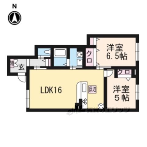 プラッツ上高砂C棟(2LDK/1階)の間取り写真