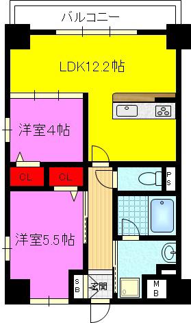ヴィルヌーブS・K・H(1SLDK/3階)の間取り写真