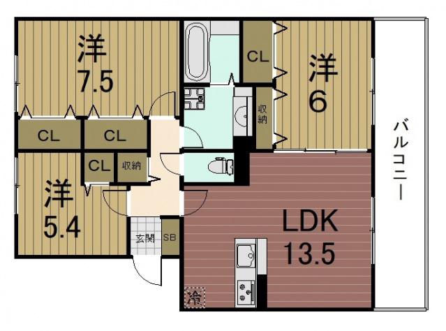 コアンボヌール(3LDK/3階)の間取り写真