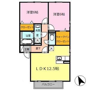 クレールソシア(2LDK/1階)の間取り写真