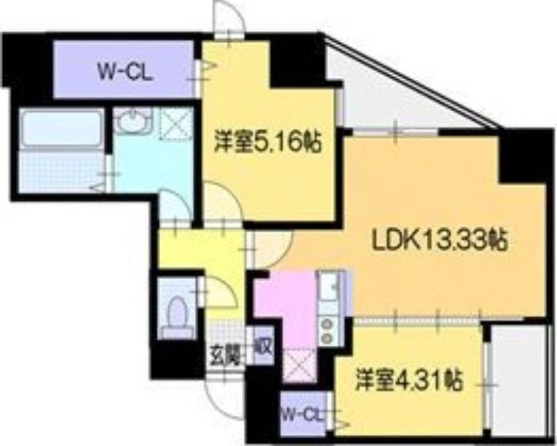 ウェルズN5(2LDK/11階)の間取り写真
