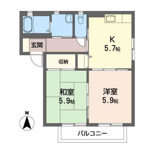 グランデュールA(2K/1階)の間取り写真