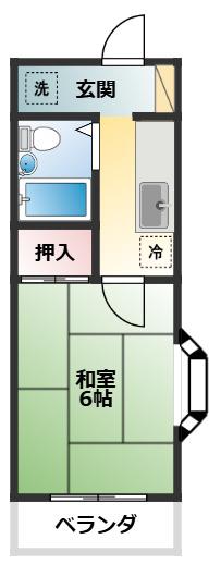 Fビル(1K/3階)の間取り写真