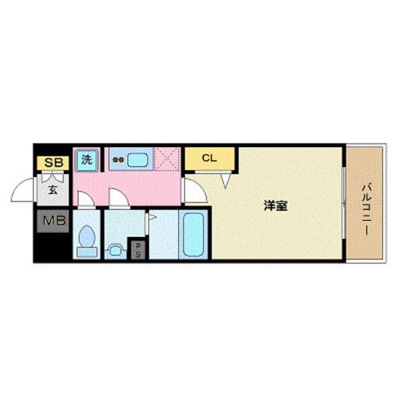 プレサンス広島中央(1K/6階)の間取り写真