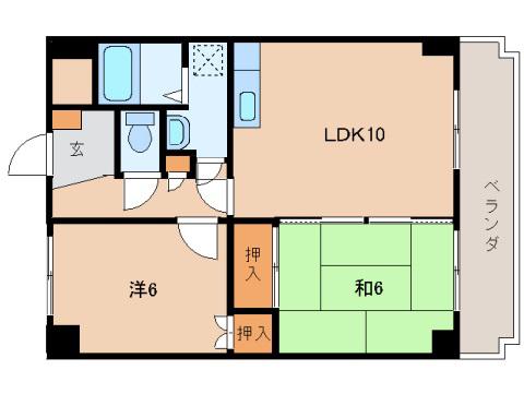 プランドール大崎(2LDK/2階)の間取り写真