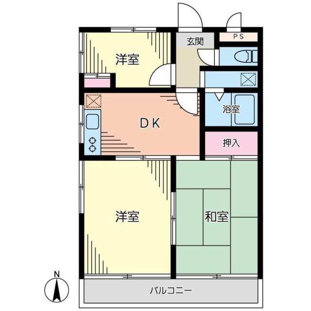 メゾン六ッ川(3DK/2階)の間取り写真