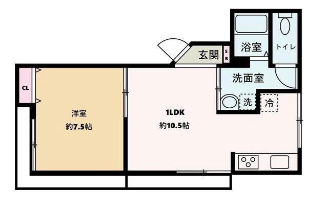 中野新橋ハイツ(1LDK/3階)の間取り写真