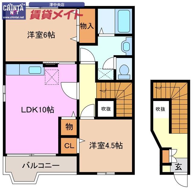 ミドルアーティクル(2LDK/2階)の間取り写真