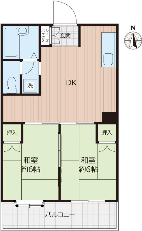 パークサイドハイツKSD(2DK/2階)の間取り写真