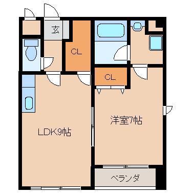 クレールメゾン櫛原(1LDK/5階)の間取り写真