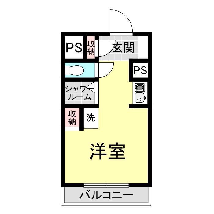 ワンパーパス吉敷(ワンルーム/3階)の間取り写真