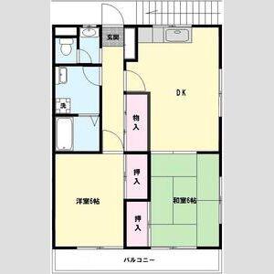 コーポ徳丸第一(2DK/2階)の間取り写真
