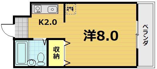 アムフルース(1K/1階)の間取り写真