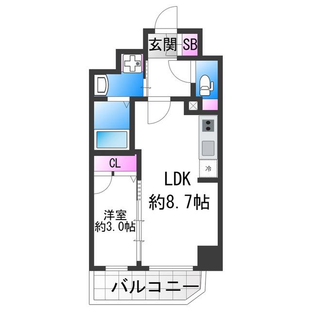 プレサンス天王寺デルニエ(1LDK/10階)の間取り写真