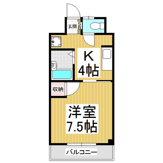 エールマンション(1K/2階)の間取り写真