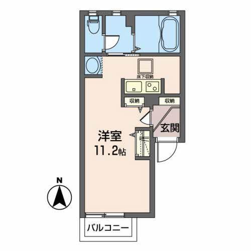 カーム連坊(ワンルーム/2階)の間取り写真