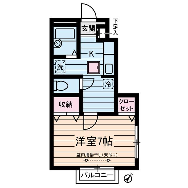 ハイツ・サン(1K/1階)の間取り写真